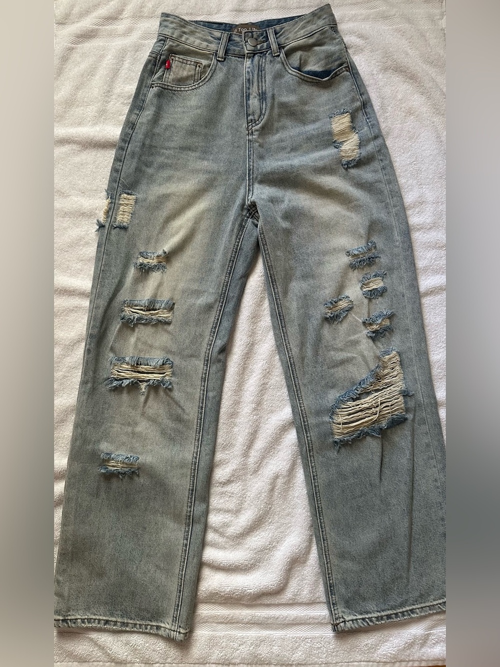 Distressed Ripped Jeans - Light Blue